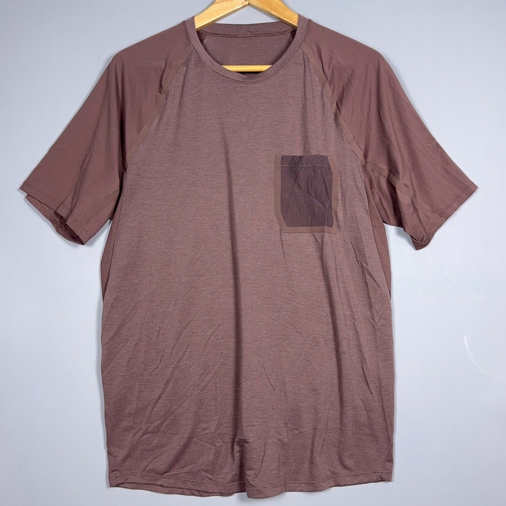 Lululemon Ventilated Hiking T-shirt Mens Large Pocket Textured Mauve Gym Running